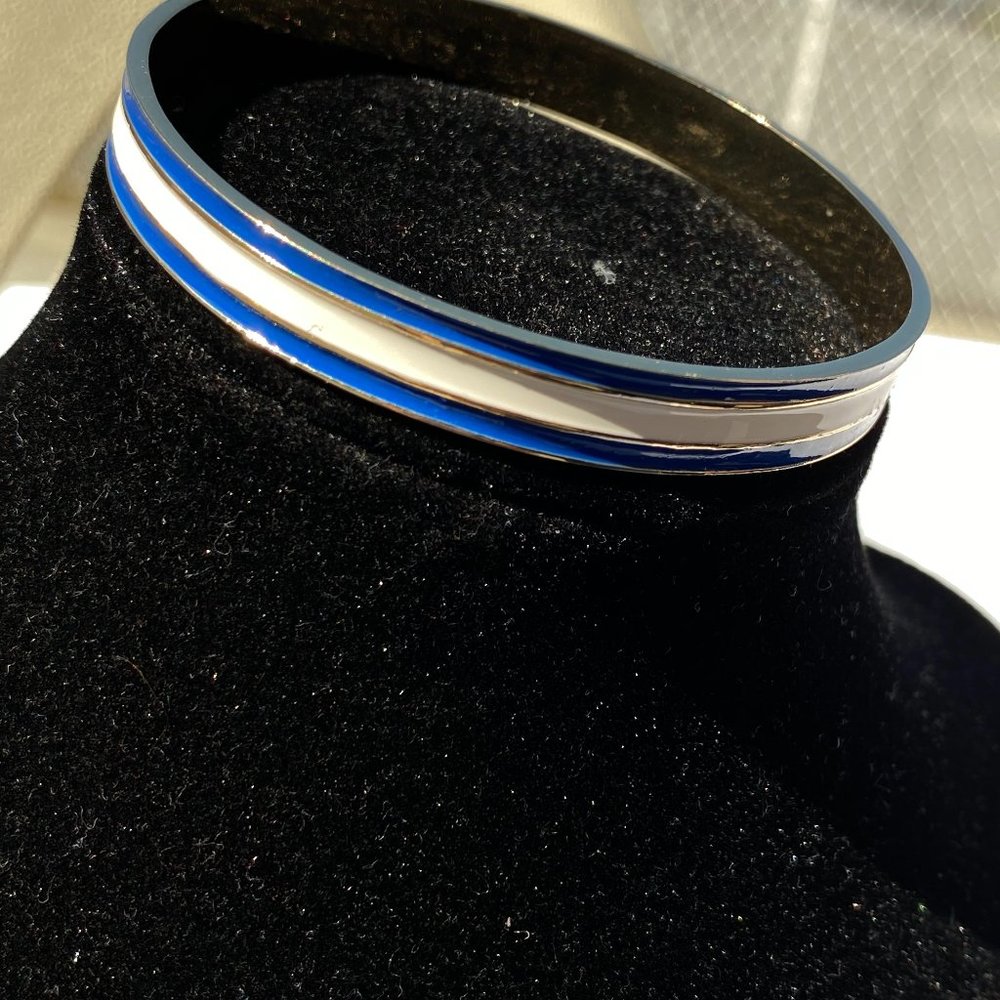 Blue and White Gold Plated Bangle